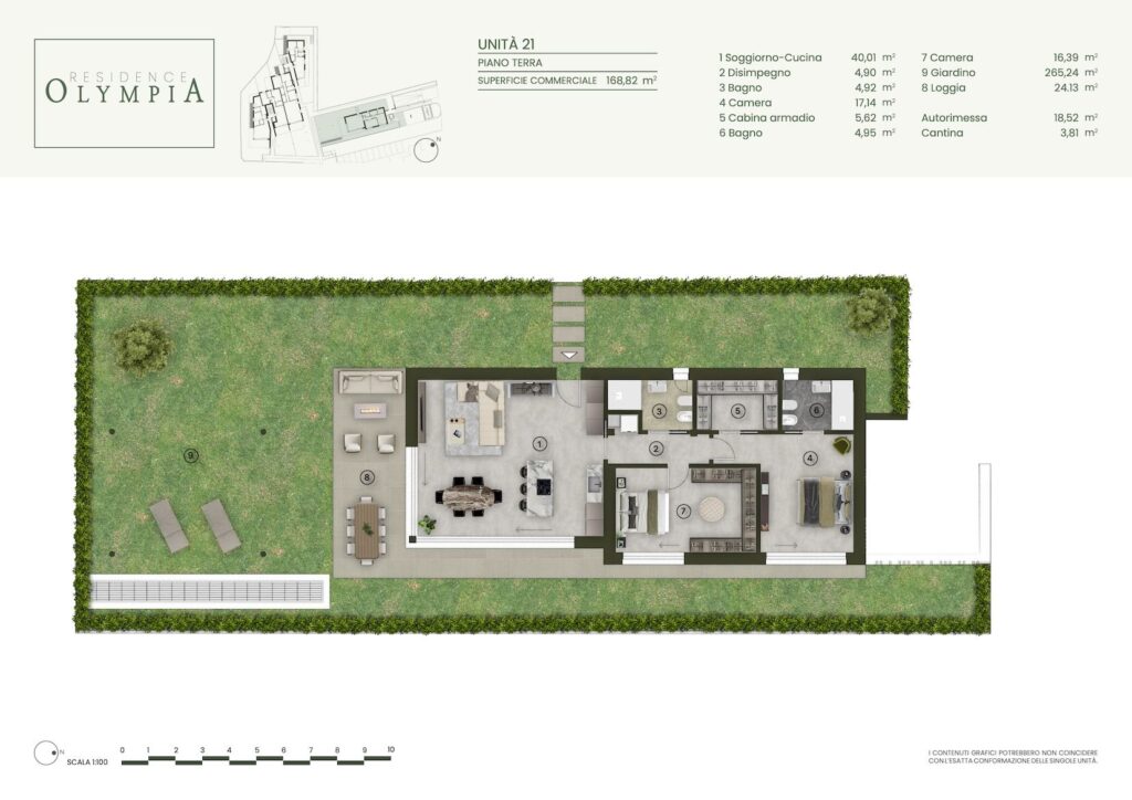 Floor plan of Apartment 21 at Residence Olympia in Desenzano del Garda, Lake Garda