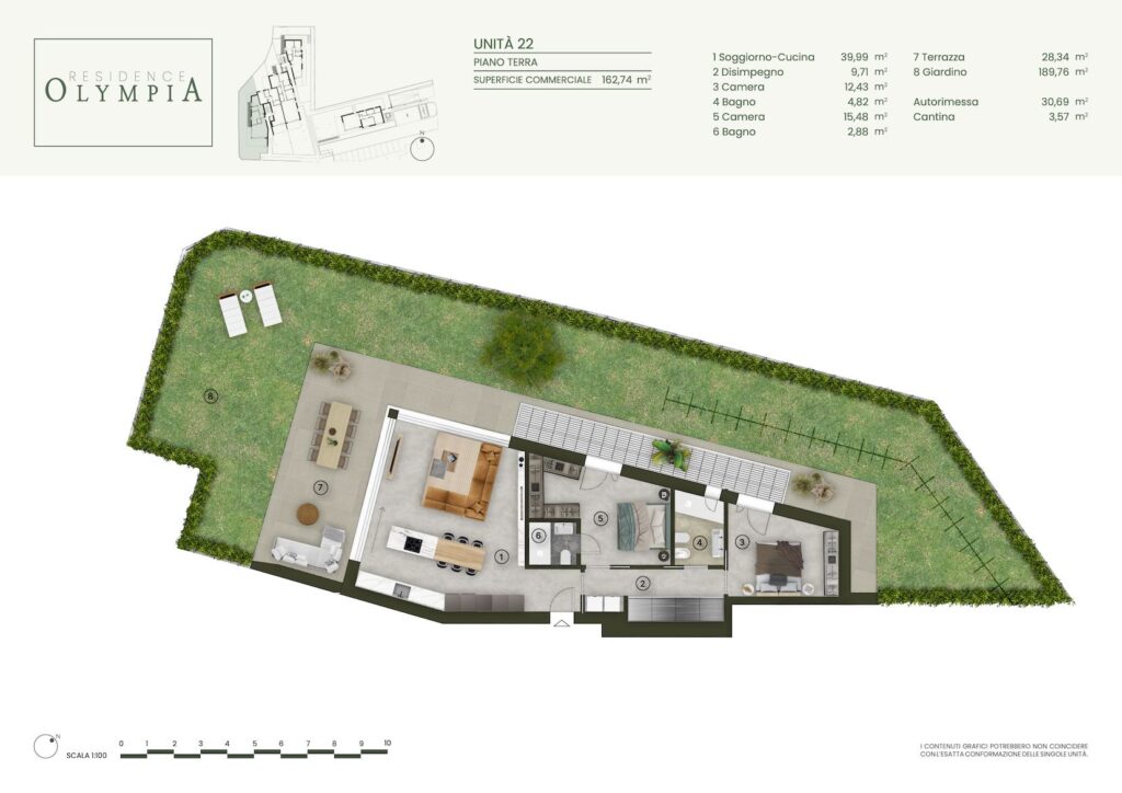 Floor plan of Apartment 22 at Residence Olympia in Desenzano del Garda, Lake Garda