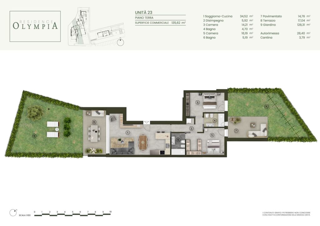 Floor plan of Apartment 23 at Residence Olympia in Desenzano del Garda, Lake Garda