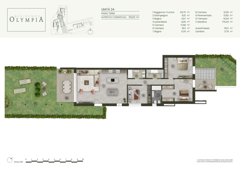 Floor plan of Apartment 24 at Residence Olympia in Desenzano del Garda, Lake Garda