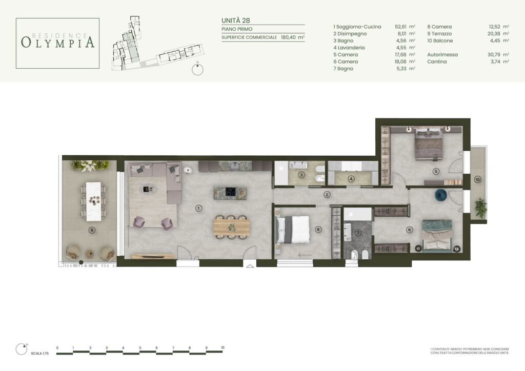 Floor plan of Apartment 28 at Residence Olympia in Desenzano del Garda, Lake Garda
