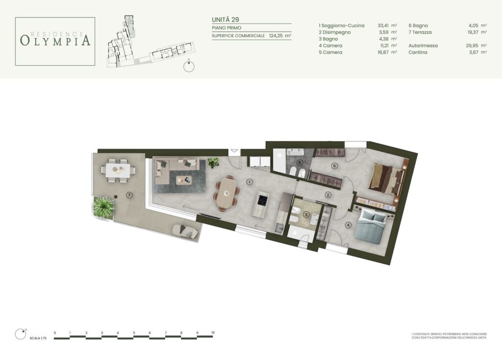 Floor plan of Apartment 29 at Residence Olympia in Desenzano del Garda, Lake Garda