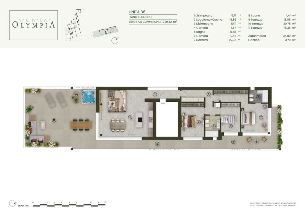 Second-floor floor plan of Apartment 36 at Residence Olympia in Desenzano del Garda, Lake Garda