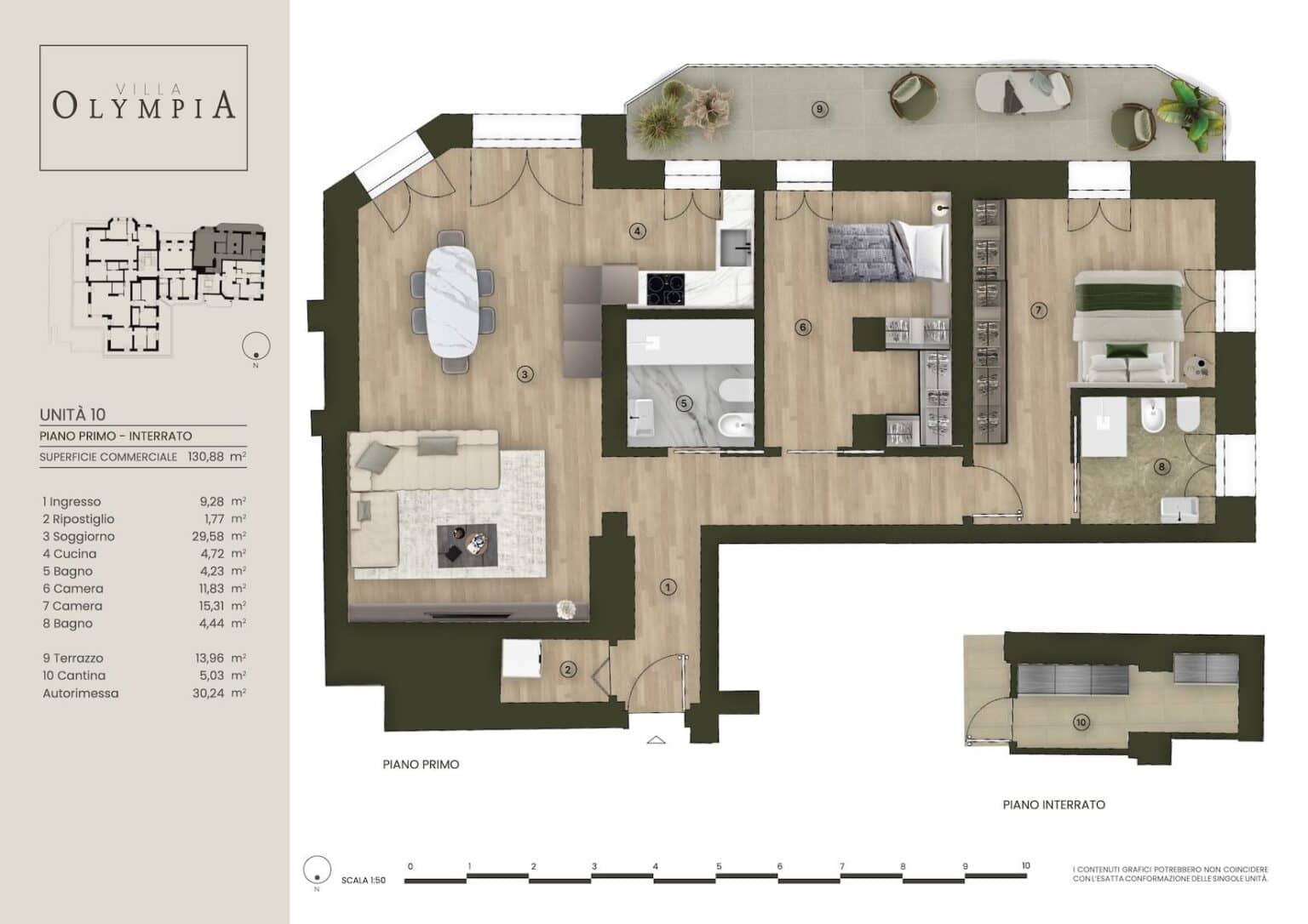 Floor plan of Apartment 10 at Villa Olympia in Desenzano del Garda, Lake Garda