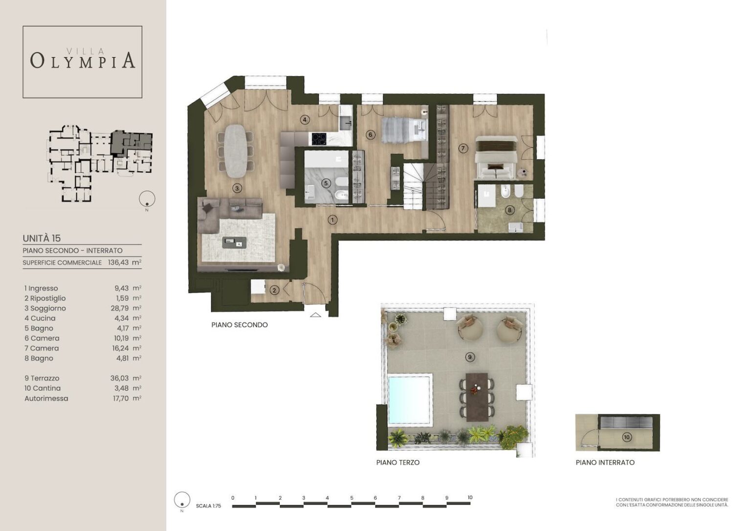 Floor plan of Apartment 15 at Villa Olympia in Desenzano del Garda, Lake Garda