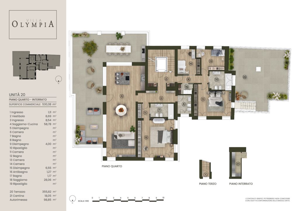 Floor plan of Apartment 20 at Villa Olympia in Desenzano del Garda, Lake Garda