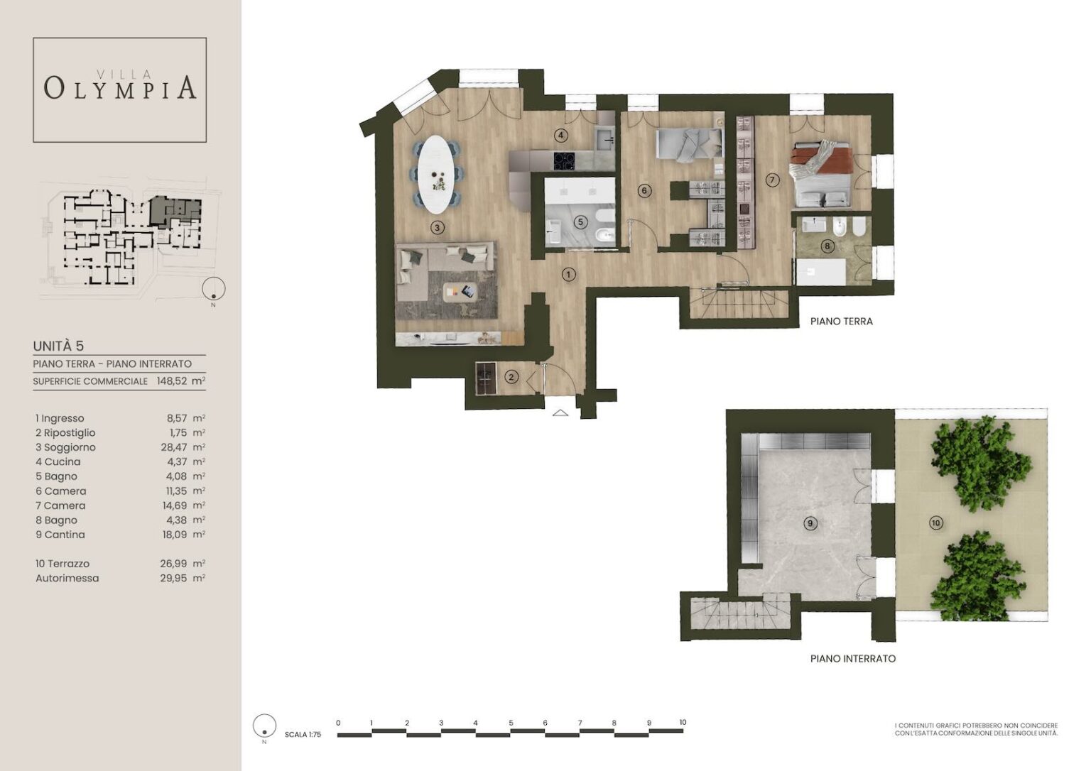 Floor plan of Apartment 5 at Villa Olympia in Desenzano del Garda, Lake Garda
