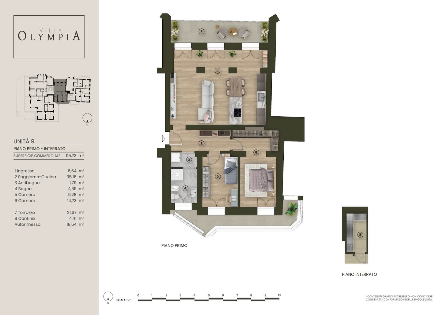 Floor plan of Apartment 9 at Villa Olympia in Desenzano del Garda, Lake Garda